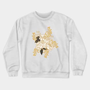 White + Gold Florals Crewneck Sweatshirt